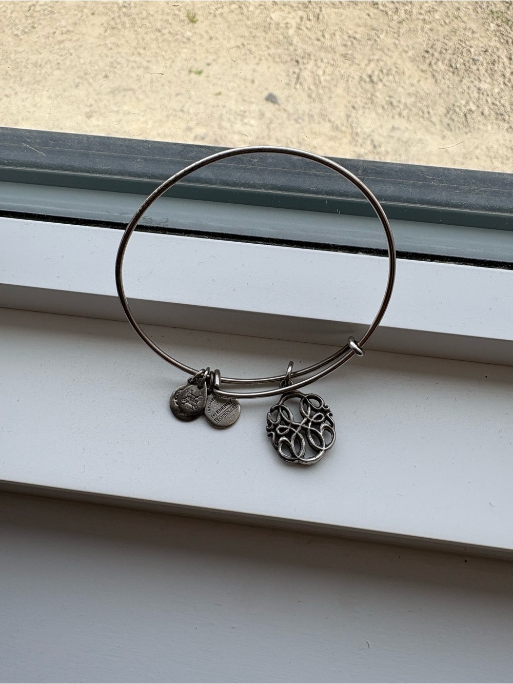 Alex and Ani Silver Filigree Charm Expandable Bangle
